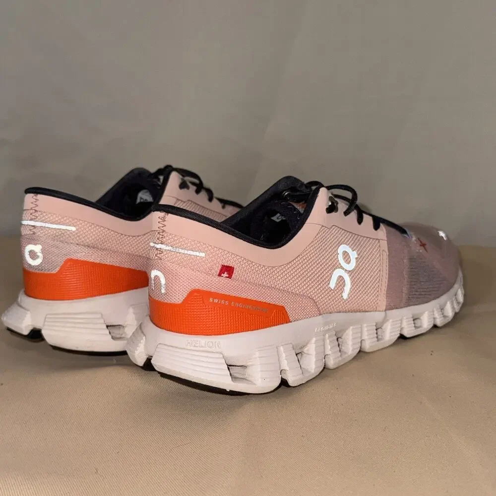 On Running Cloud X 3 Women’s 8.5 Pink Black Orange CloudTec Training Shoes